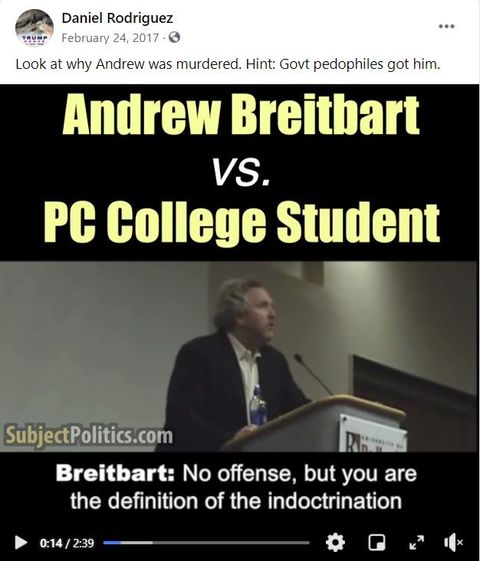 Rodriguez sharing a video about Andrew Breitbart