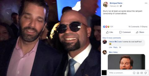 Proud Boy Chairman Enrique Tarrio met Donald Trump Jr. on February 28, 2019, where he commiserated about the censorship of conservatives despite having the ear of the President’s own son.