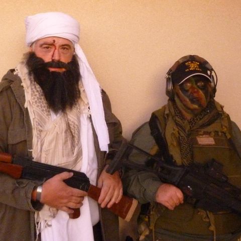 Watson dressed up as a racist caricature of Osama Bin Laden.