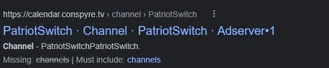 This is an image of a Google search result. The link is titled, "PatriotSwitch - Channel" and it's on "Adserver 1." 