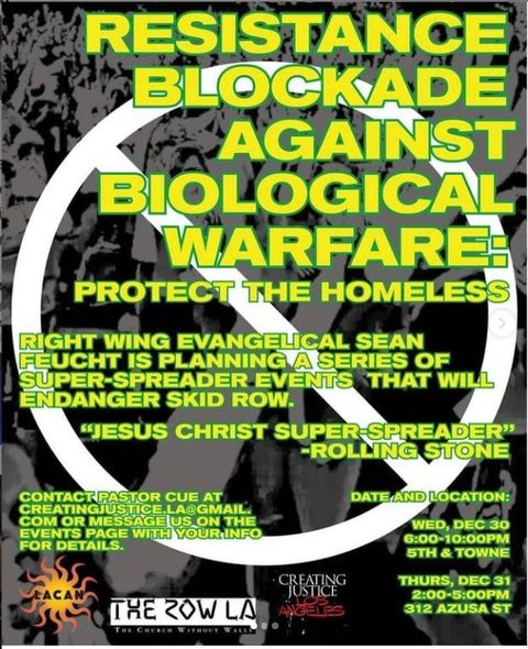 Flyer for the counter-demo to Fucht's cultists. Organizers called it the 'Resistance Blockade against Biological Warfare.'