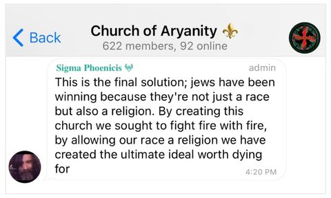 “This is the final solution; jews have been winning because they’re not just a race but also a religion. By creating this church we sought to fight fire with fire, by allowing our race a religion we have created the ultimate ideal worth dying for” - Sigma Phoenicis