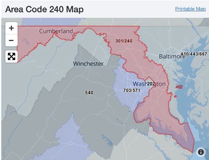 Territory comprising area code 240 Maryland. Graphic from MyMiltia[dot]com where members in said area code were encouraged to form up. Lemp made III%er recruitment posts on the MyMilitia site and was a member of the 'Area Code 240 Militia'