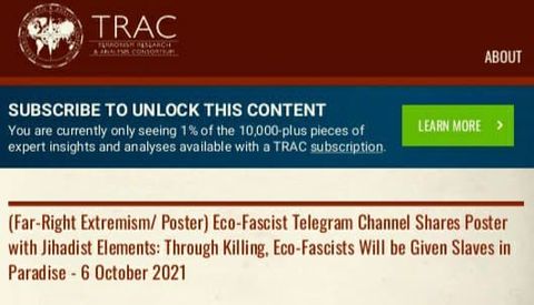 A screenshot of a TRAC headline purporting to identify ‘Jihadist Elements’