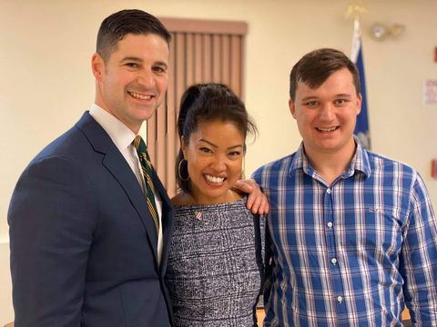 Michelle Malkin and Jeremiah Childs pose at the U of Maine speaking event with an unidentified supporter