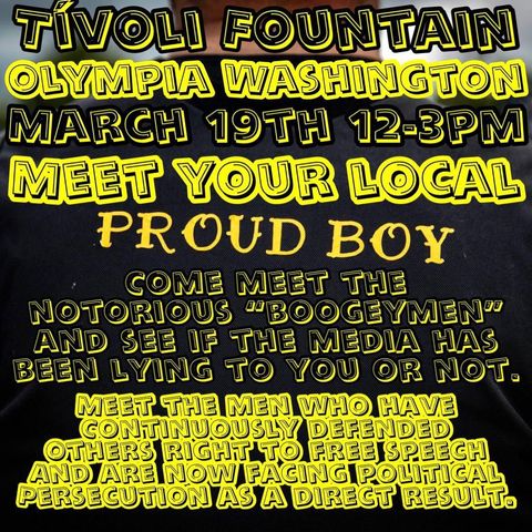 Flyer for a 'meet your local proud boy' event in Olympia