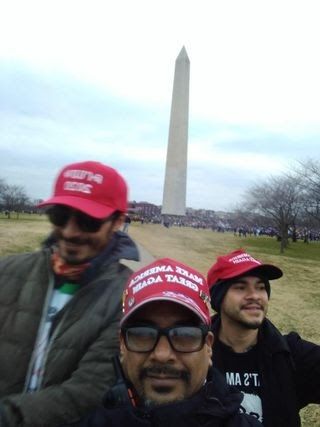 Daniel Rodriguez and Edward Badalian posing in front of the Washington Monument.